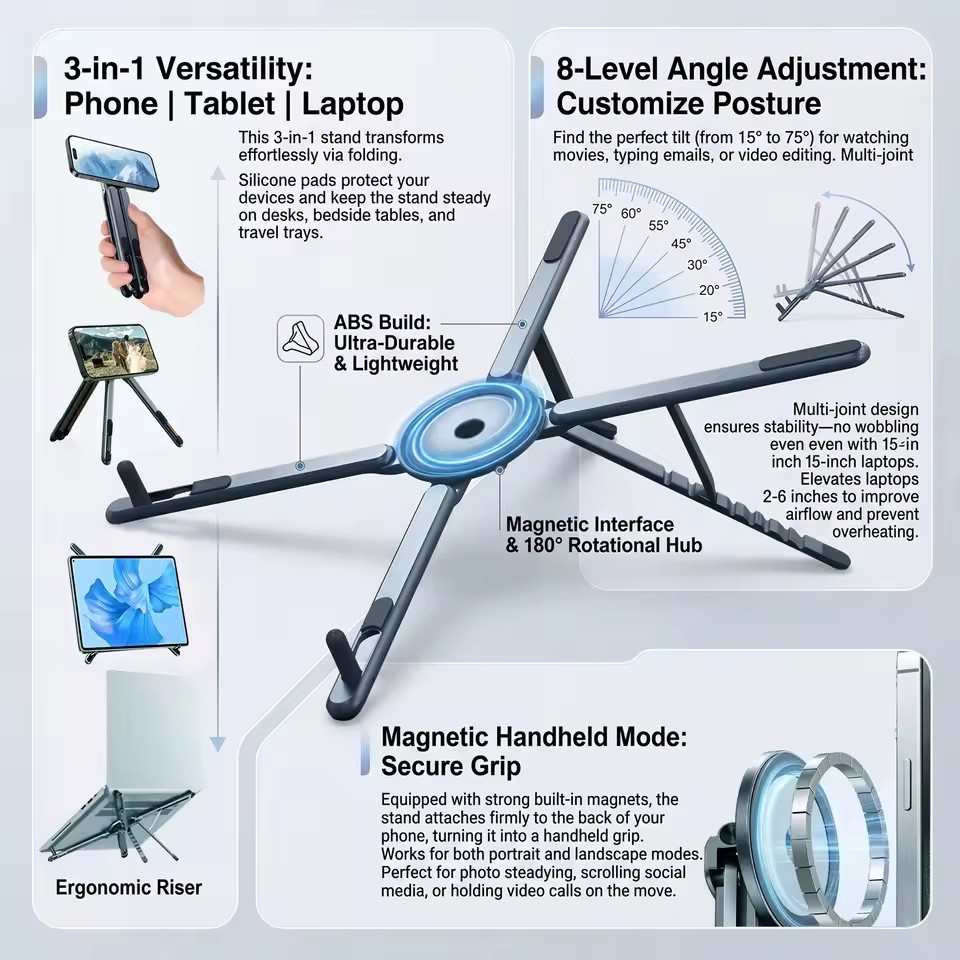 Tablet Phone Accessories - Portable Magnetic Phone Holder & Selfie